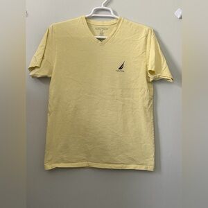 Nautica V-Neck Short Sleeve Tee in Pale Yellow